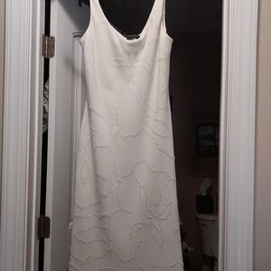 Elegant Ivory Dress with bugle bead design